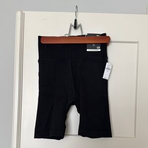 Black Ribbed Biker Shorts